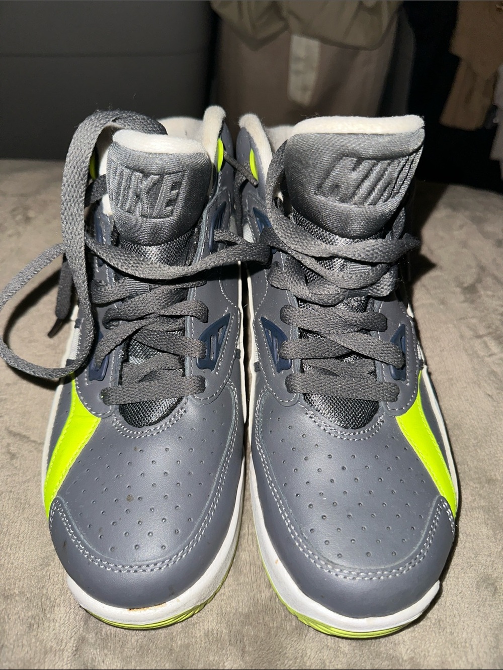 Nike Kids Gray and Neon Yellow Athletic Sneakers